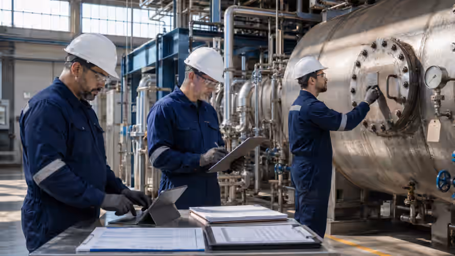 Inspeção de caldeiras e vasos de pressão com conformidade NR-13 em planta industrial da INTECHK